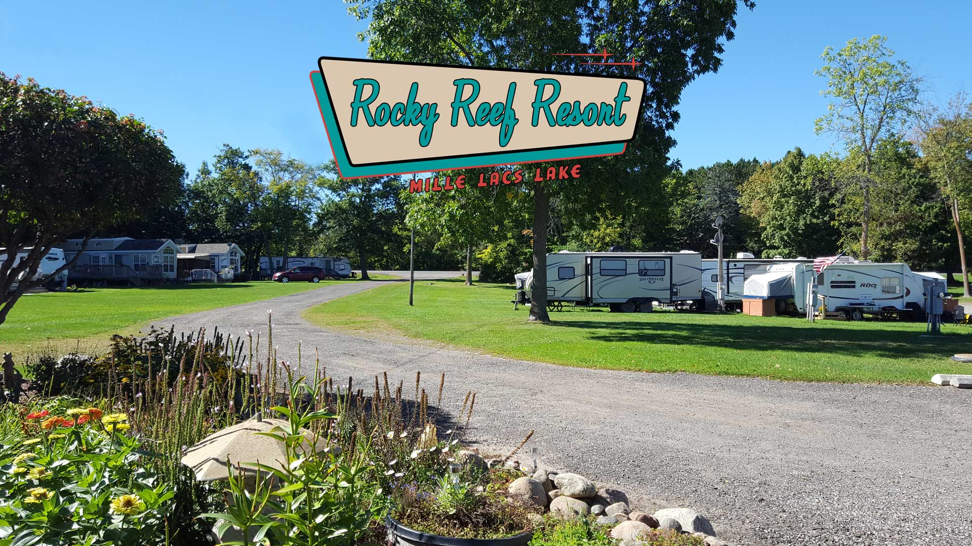 Rocky Reef Resort's RV Park Motor Home located at Mille Lacs Lake in Onamia, Minnesota