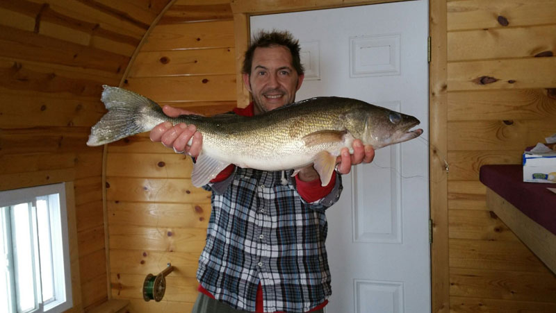 Huge Walleye Caught at Rocky Reef Resort Ice Fishing on Lake Mille Lacs