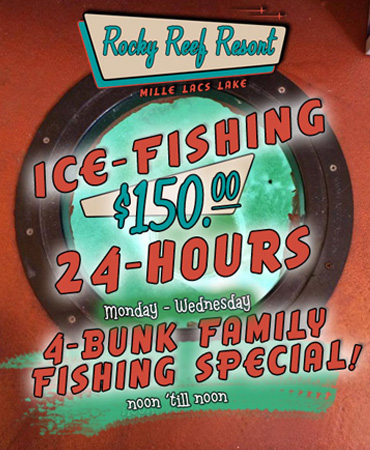 Fish House Rentals in the Best Locations on Mille Lacs Lake's Rocky Reef Resort